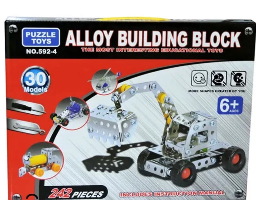 Alloy Building Block Puzzle Toys 242 Pieces- 30 Models - Multicolor