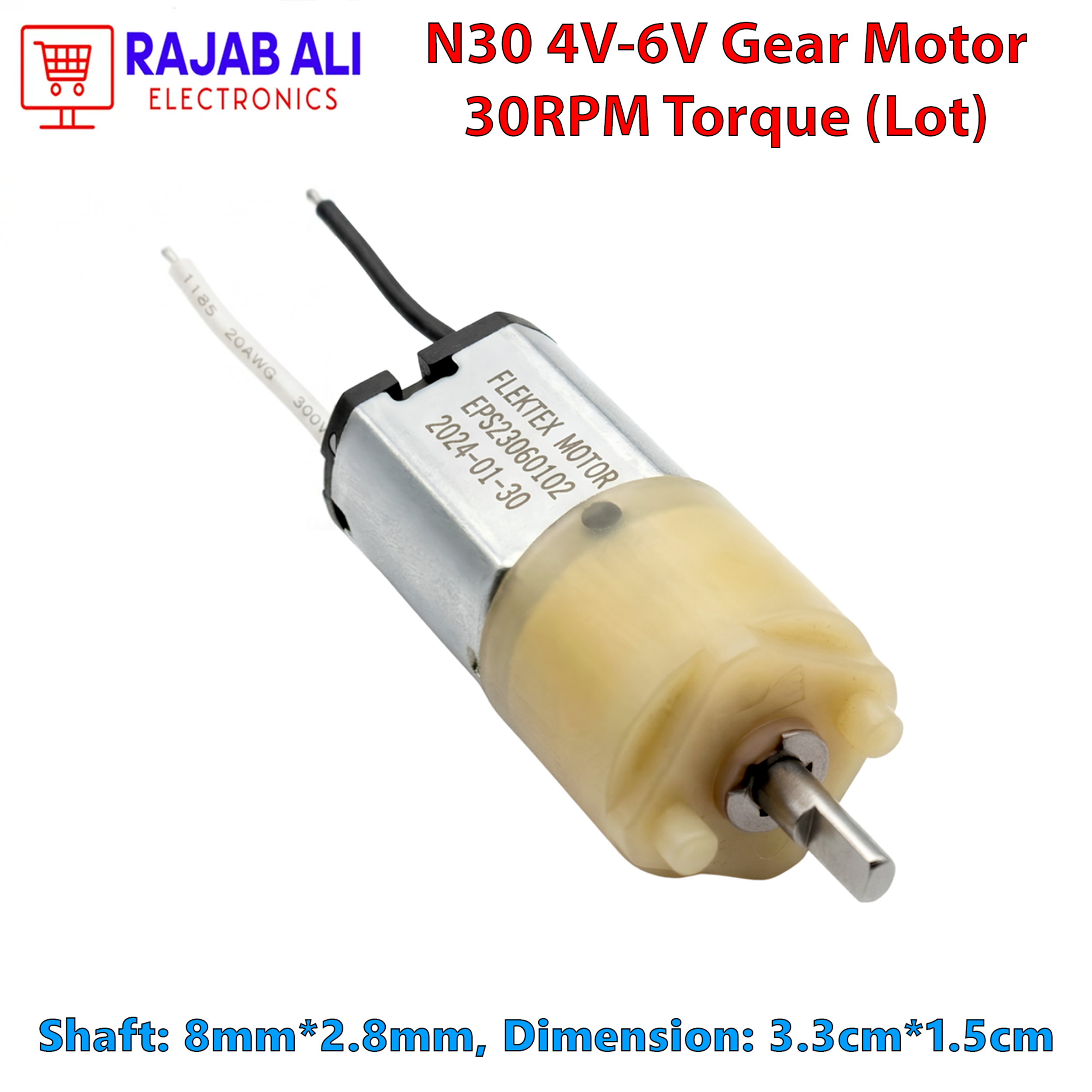 N30 4V High Torque 30RPM Micro DC Gear Motor – Mini Metal Gearbox Motor for DIY Projects, Smart Locks & Robotics