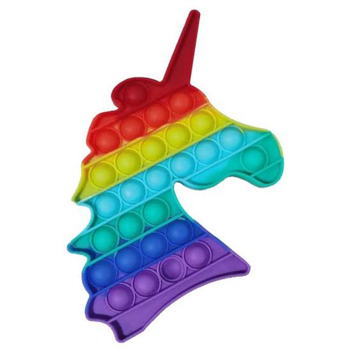POP Bubble Squeeze Sensory Fidget Toy Pop It Figit Toy Fidget Toys Special Needs Stress Reliever, Push Bubble Gadgets - Unicorn Rainbow