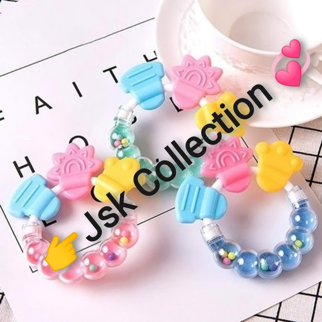 Baby Rattle Teether Toy Silicone Teething Ring Shaking Bell Newborn