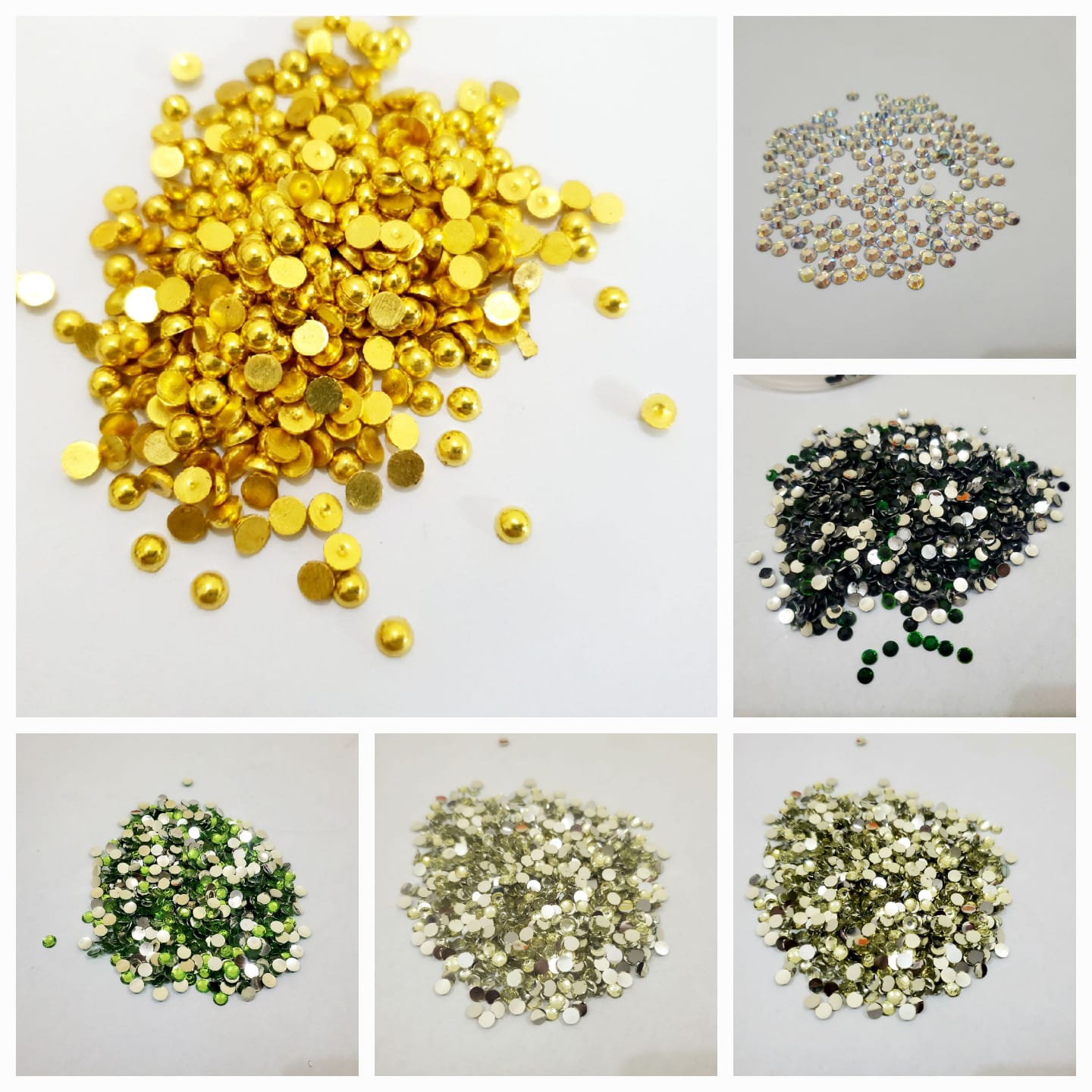 300 Plus Pcs Shiny Kundan Beads DIY Sewing Craft Sets Small Size 4mm Resins