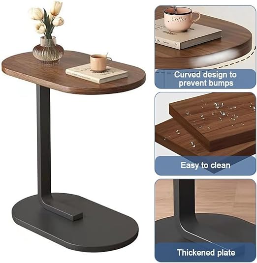 Oval Shaped Table 'C' Shaped Laptop Table, Coffee Table, C Sofa Side Table Modern End Table for Couch