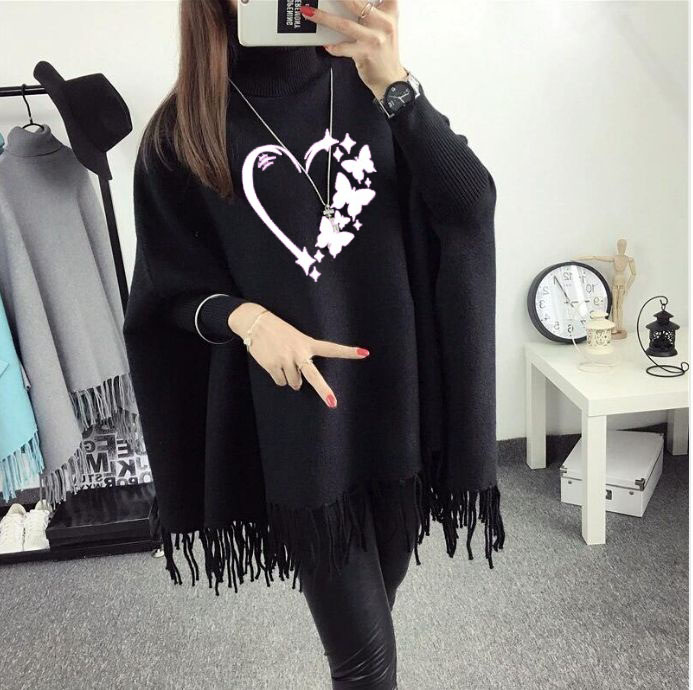 winter Printed poncho for women