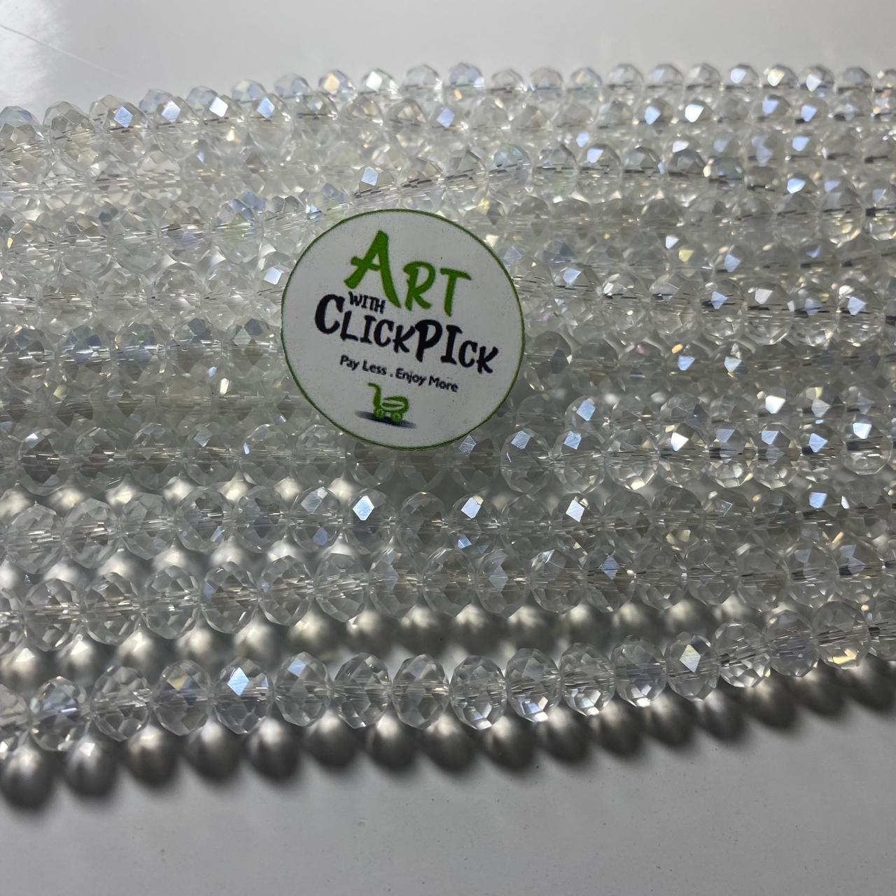 Crystal / Square glass beads (Black/White) | For Jewelry Bracelets and Clothing size 8mm,10mm