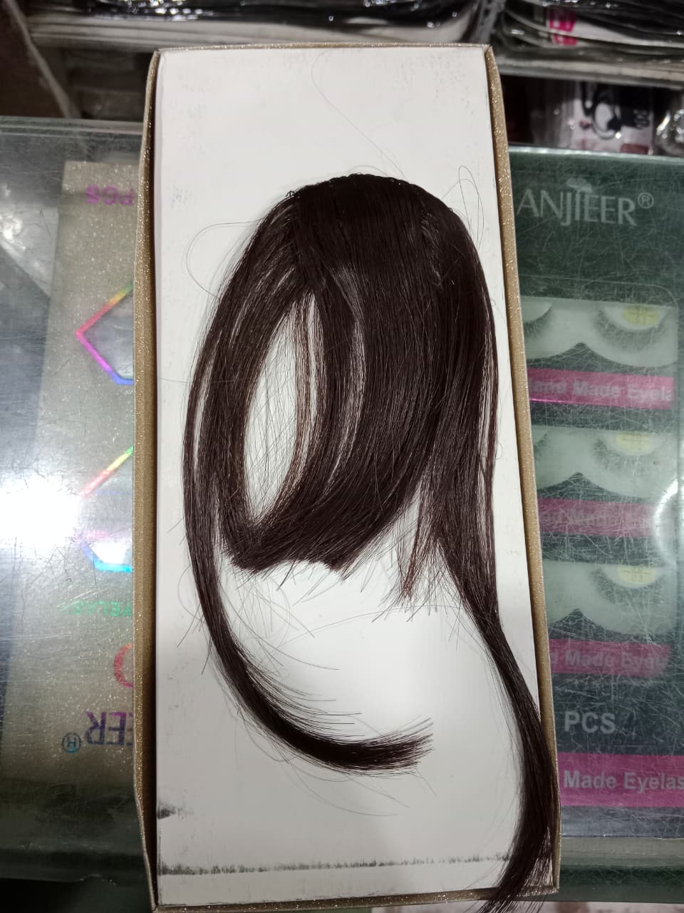 Clip in Hair Extension Fringe Front Bangs w/ Hair Temples