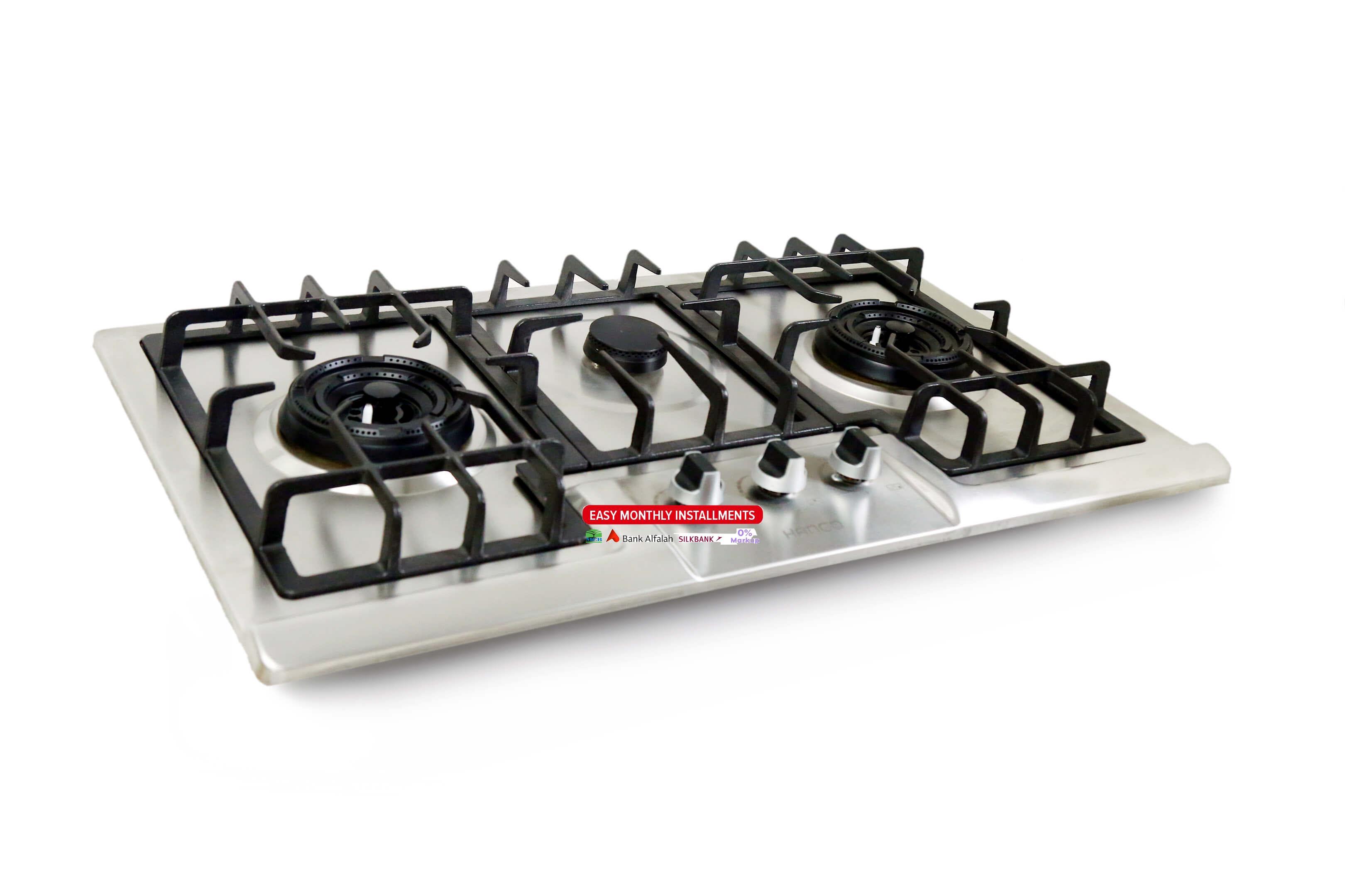 Hanco Stainless Steel Hob With 3 Brass Burners (model 783) - Auto Ignition Stove
