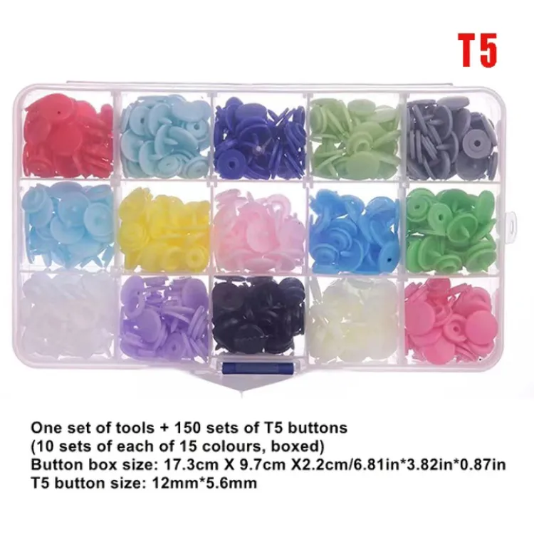 Snap Fasteners Coloured Plastic Snaps 12mm 