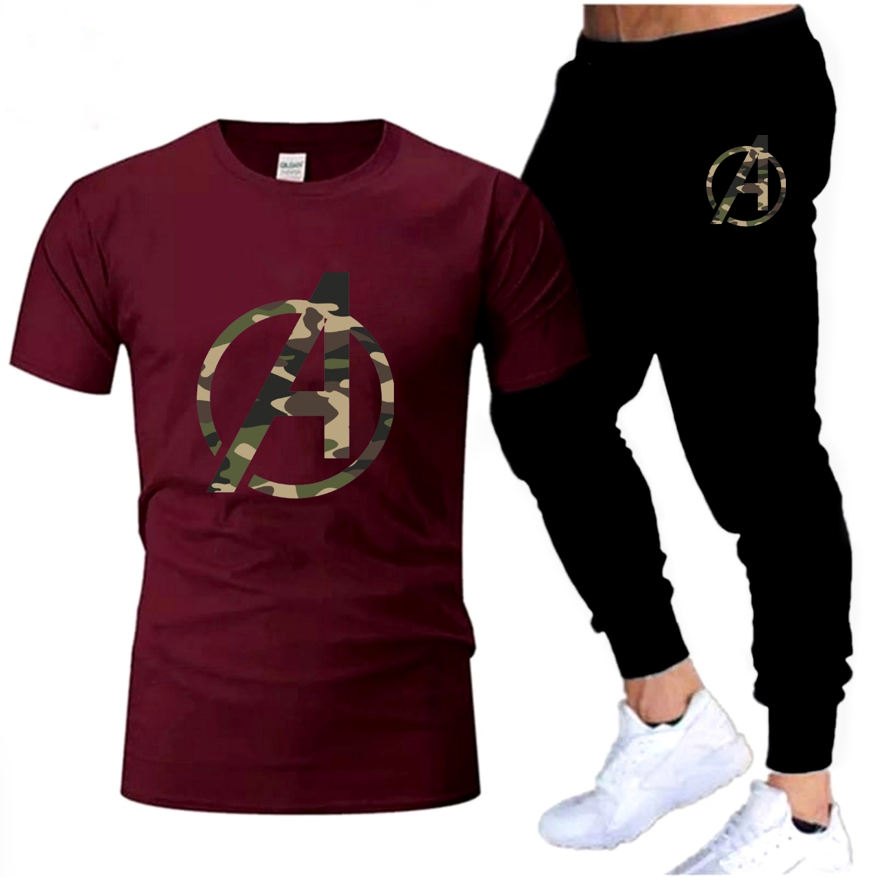 Black Camouflage Avengers Printed Tracksuit For Men - Soft & Comfy Fabric Tshirt & Trouser Commando Printed Tracksuit