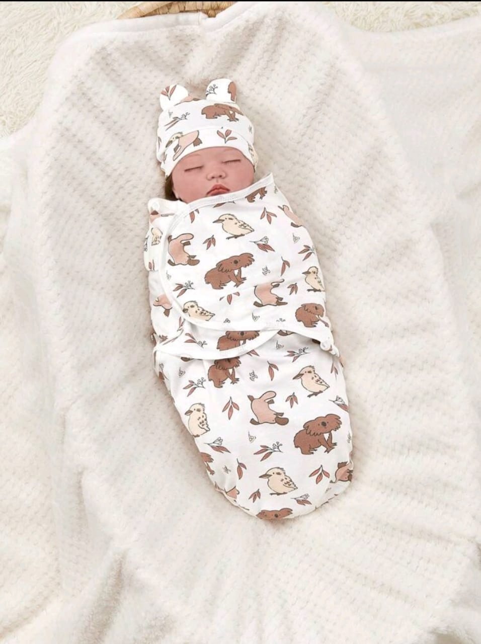Newborn Sleeping Bag Cotton Baby Swaddle Wrap Adjustable Newborn Sleepsack Hat Set Anti-kick Swaddle Warm Soft Blanket