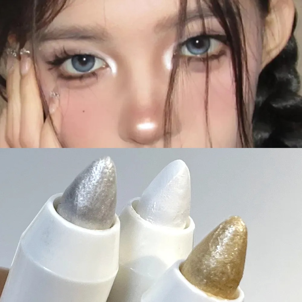 Glitter Highlighter Pen Pearlescent Lying Silkworm Pencil Waterproof Brightening Eyes Stick White Silver Eye Makeup