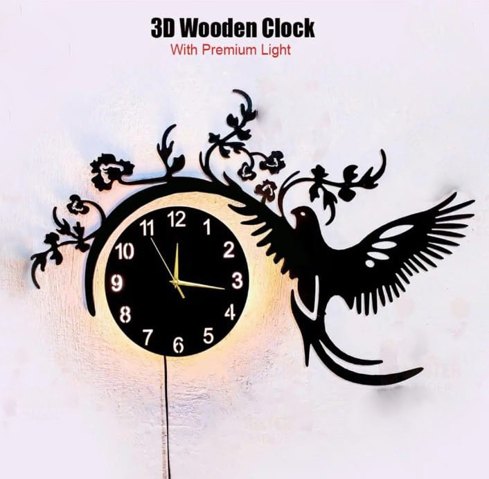 Wall Clock 3D Big Bird Style Wooden Watch Design Decoration Quartz Numeric For Home Decor Living Room And Offices And For Gifts