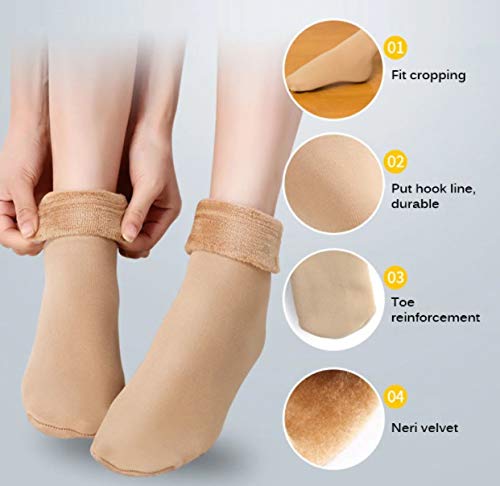 Women Winter Warm Socks Solid Color Comfortable Fleece Thick Stocking Soft Boots Sleeping Sock Female Elasticity Velvet Socks
