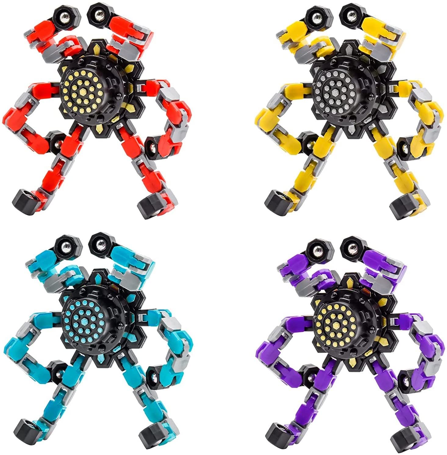 Fidget Spinners, Robot Fingertip Toys Stress Relief Mechanical Chain Toy for Kids Adults