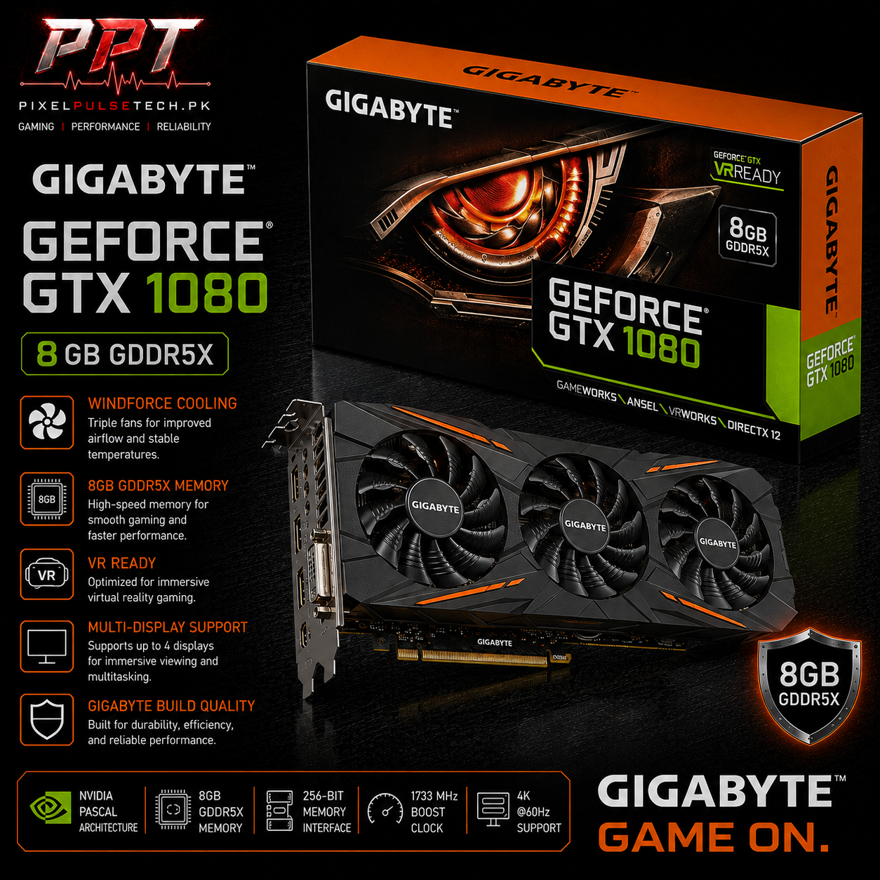 Gtx 1080 8GB 256Bit GDDR5 Graphic Card– PixelsPulseTech.pk