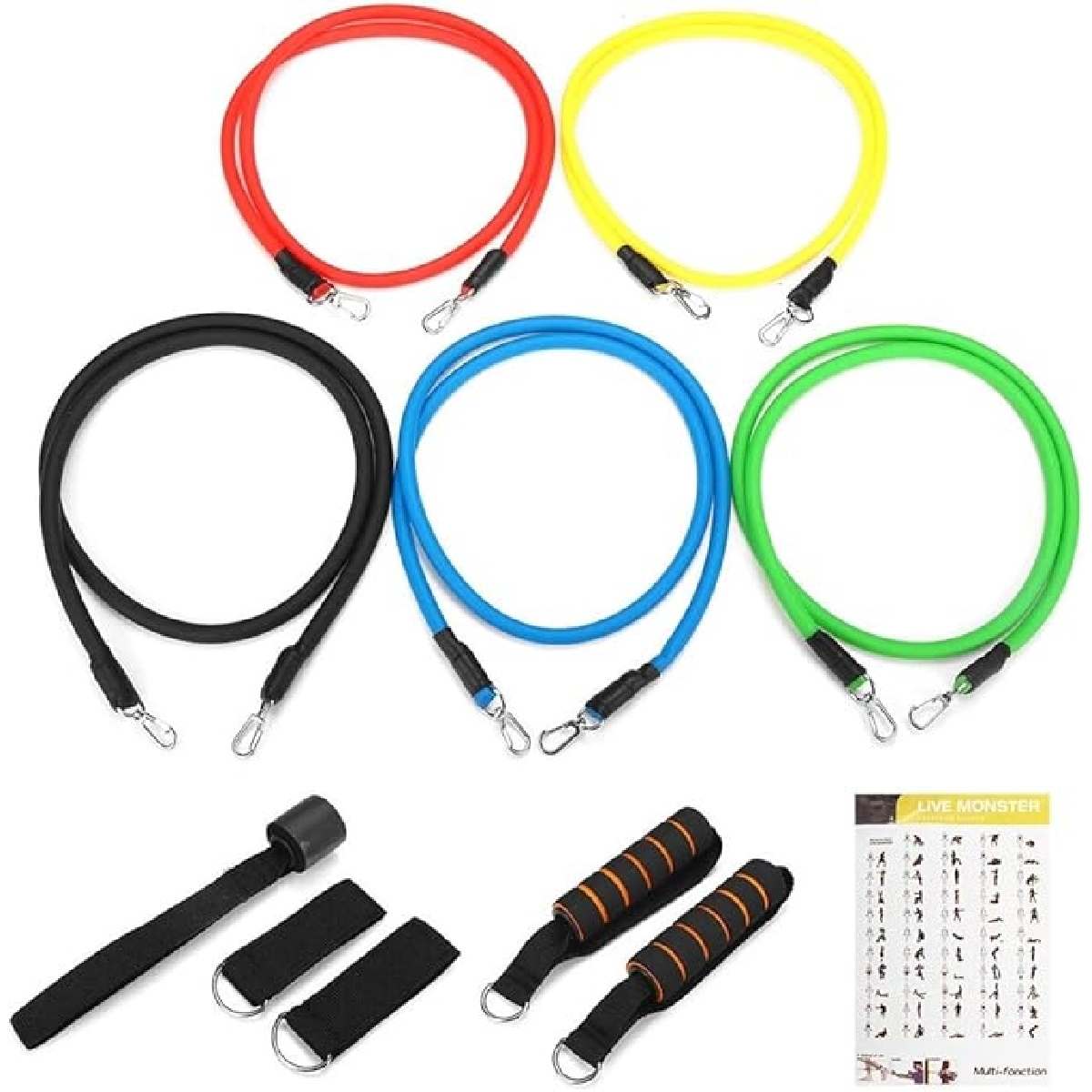 11(PCS) Power Exercise Resistance Band Set 5 in 1 Fitness Band Equipment for Men and Women