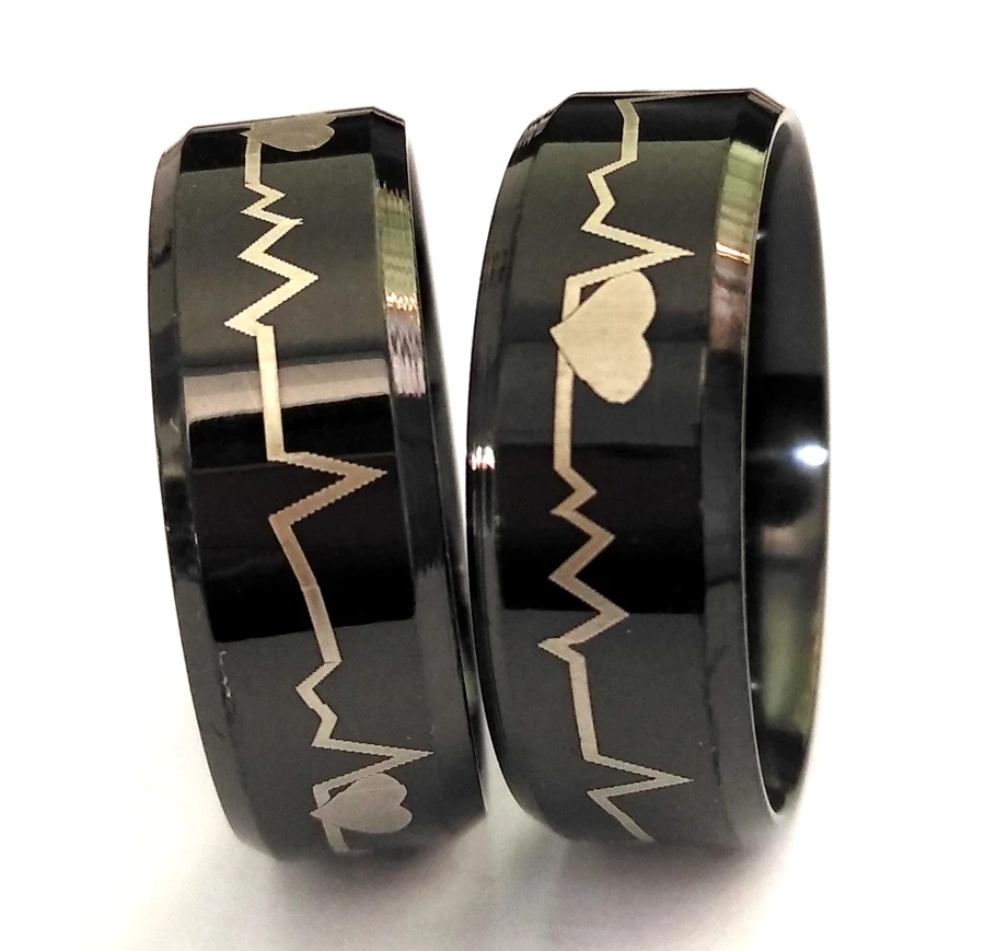 Heart Beat Rings For Men and Women Electrocardiogram Stainless Steel Ring ECG Fashion Unique Rings Lovers Ring Wholesale