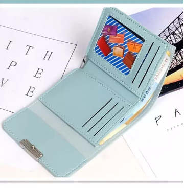 Fancy Small Hand Clutch for Girls, Compact PU Fabric with 7 Card Slots, Button Closure, Trendy Design