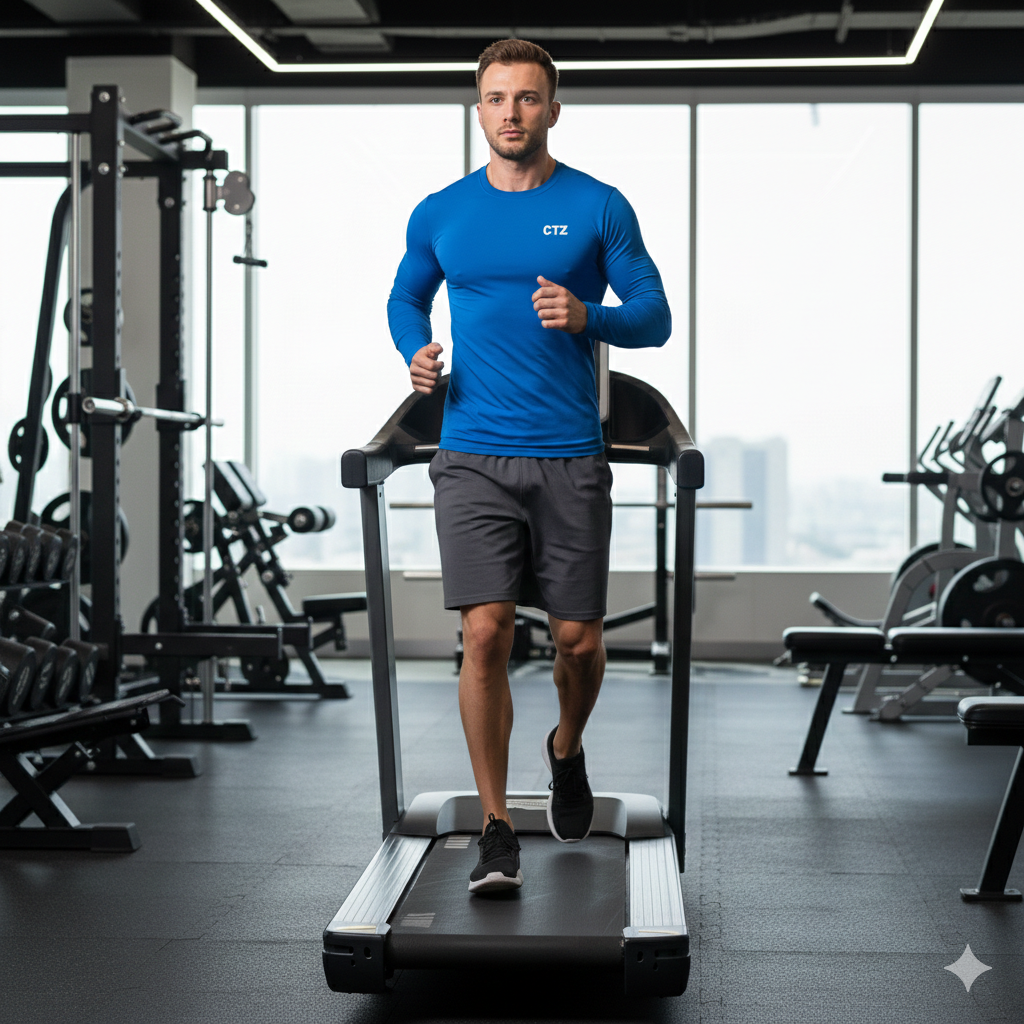 Branded Mens Compression Base Layer Top Long Sleeves Athletic Workout Royal Blue