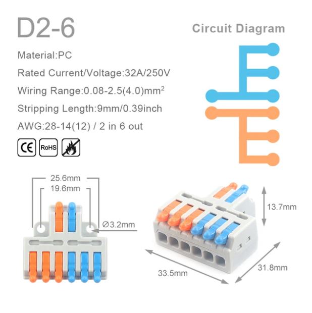 1 in multiple out Quick Wiring Connector Universal Splitter wiring cable Push-in Can Combined