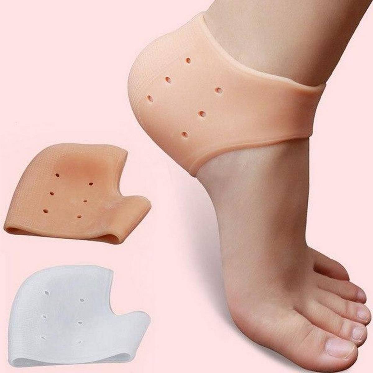 2pcs/pair Silicone Foot Protection Sock Set Crack Cracking Anti-Crack Socks Men And Women Heel Anti-Cracking Moisturizing Wear Foot Pain S.L.S