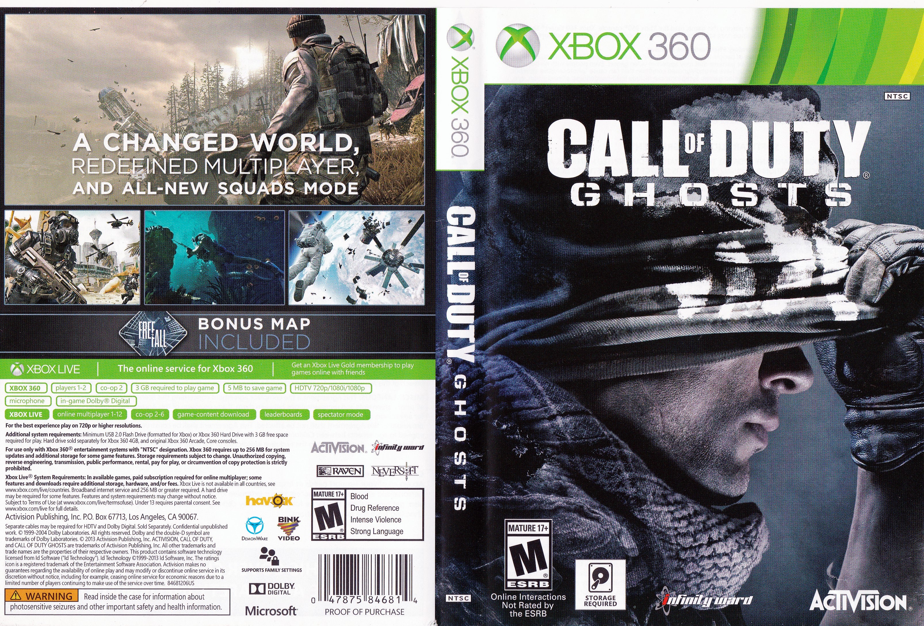 Call of Duty Ghosts - Xbox 360 - JTAG Modified System - 2 Disc Game