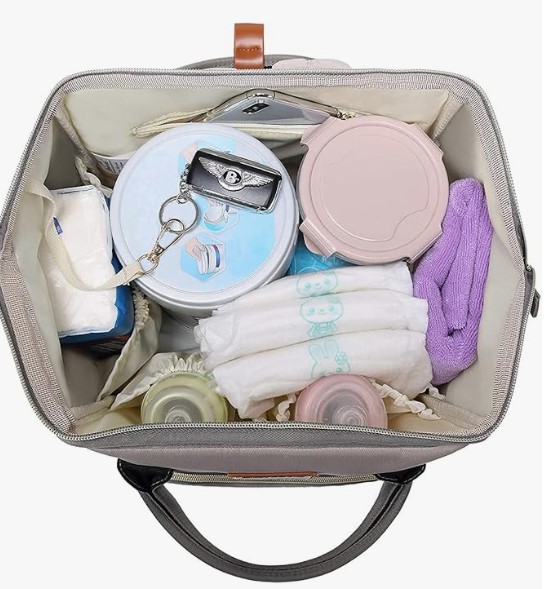 Elegant Large Capacity Multifunctional Diaper Bag with Insulated Bottle Pockets and Waterproof Fabric