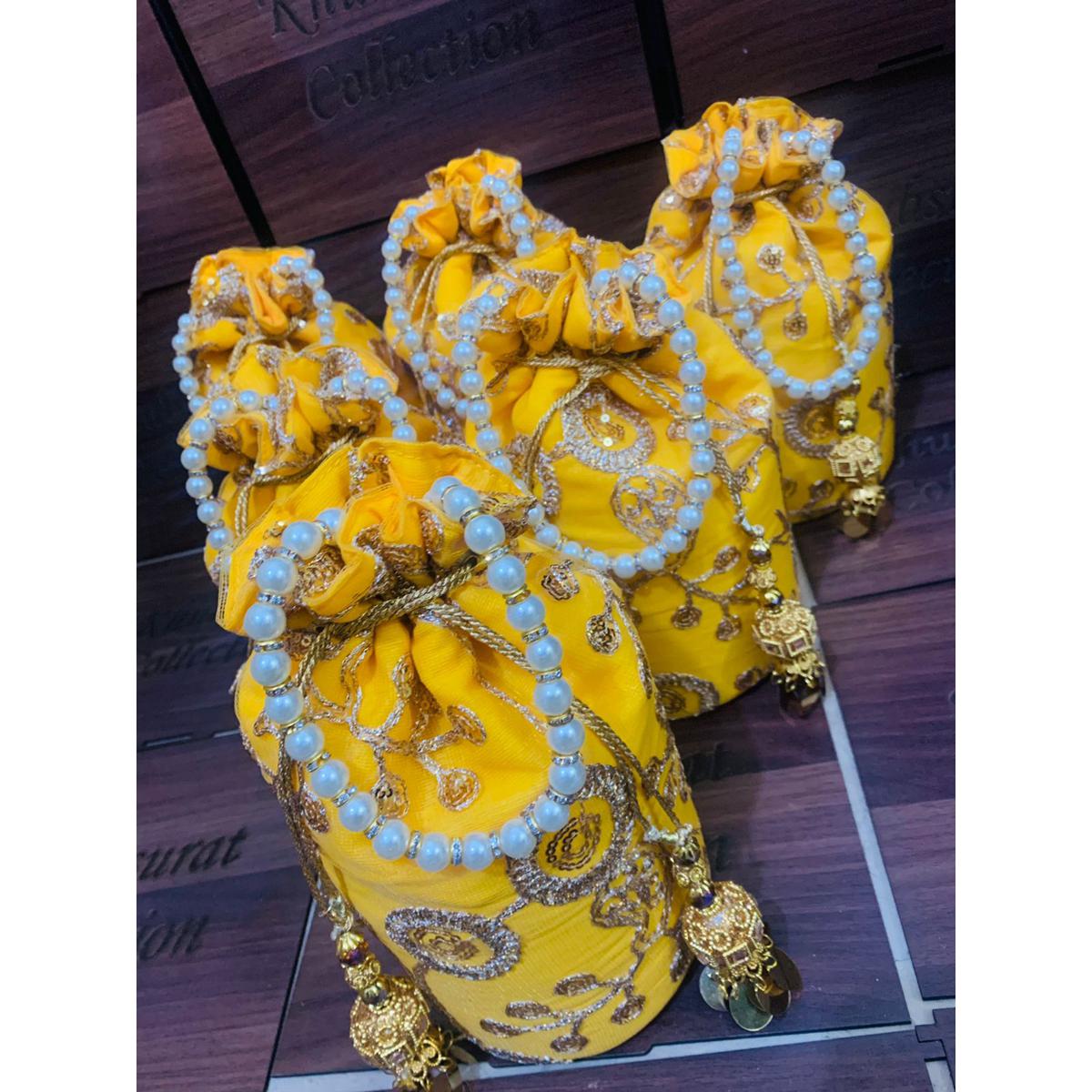 yellow clutch potli bag gol yellow color purse potli gol bag bridal wedding clutch new style