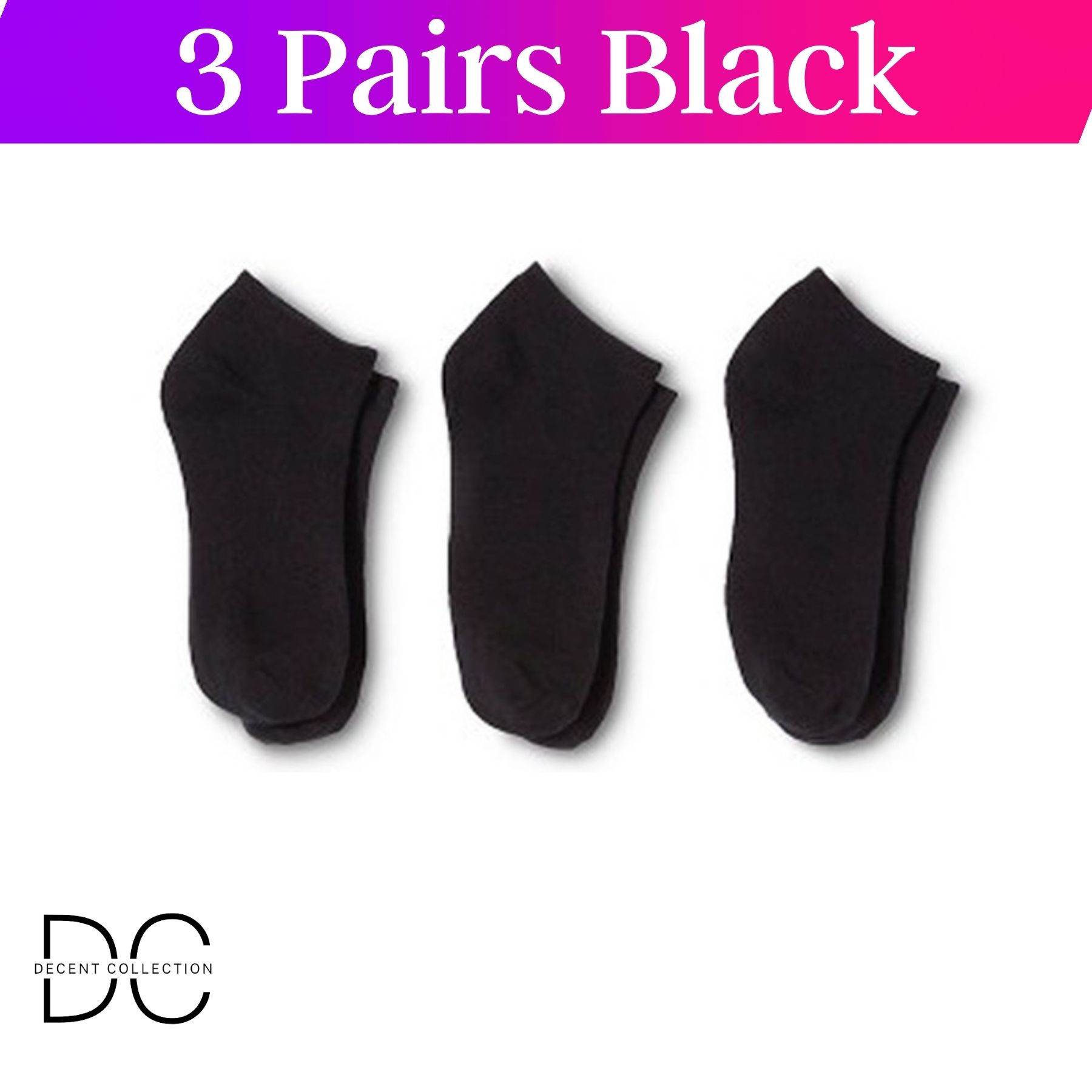Pack Of 3 & 6 Pairs  Ankle Socks For Men Women
