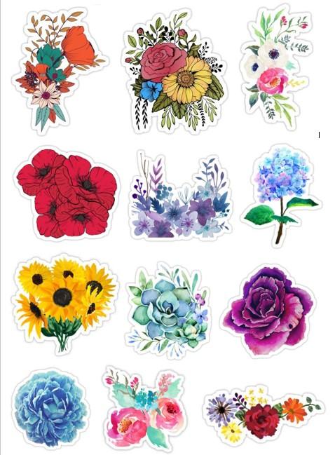 Stickers Flower sticker pack Paper etna.com.pe