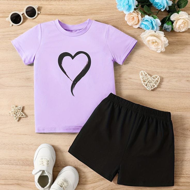 T-Shirts And Short Pants For Baby Girls Round Neck Short Sleeves Tee Top's Clothes Sets Dresses Outfit