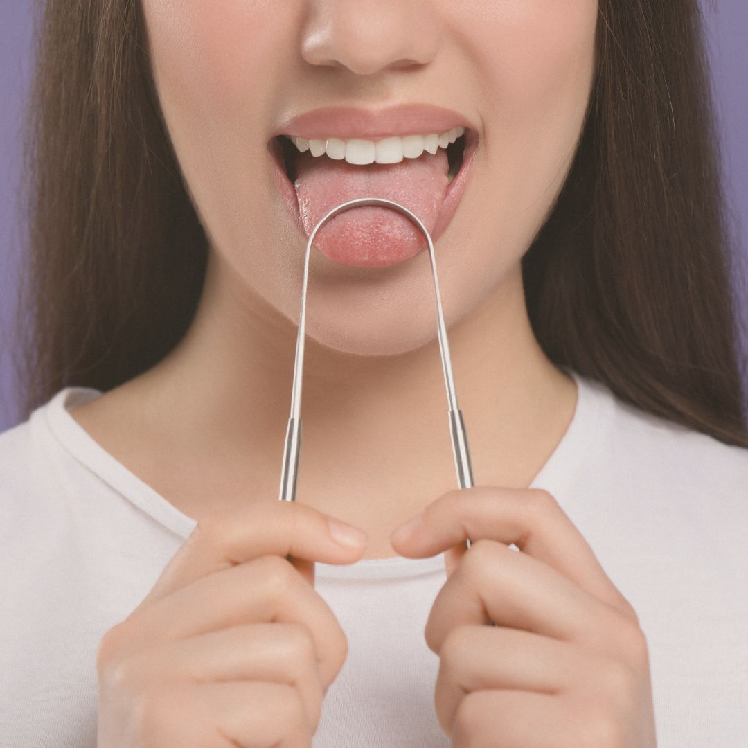 Stainless Steel Tongue Scraper Tongue Cleaner for Adults & Kids | Bad Breath Remover | Oral Hygiene Cleaner | Fresh Breath Cleaner | Reusable Metal Tongue Scraper | Anti-Slip Handle