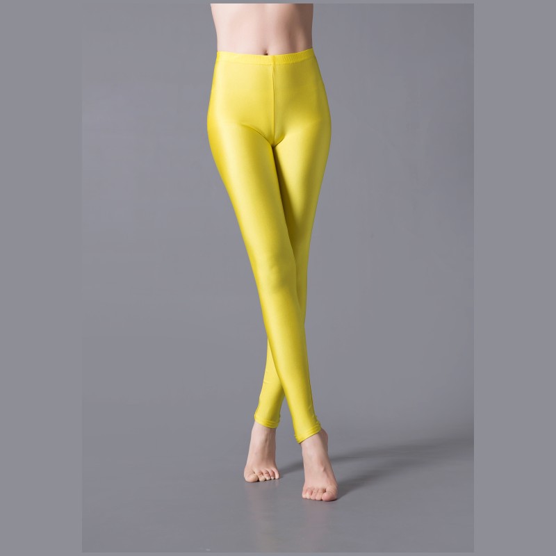 Solid Color Pencil Pant Fluorescent Shiny Leggings Women Hot