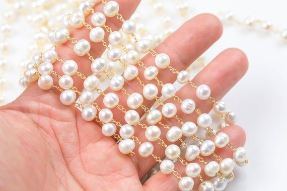 1/5/10 Yard Pearl Chain Roll | Luxury Pearl Beads Chain for DIY Jewelry & Dress Decoration
