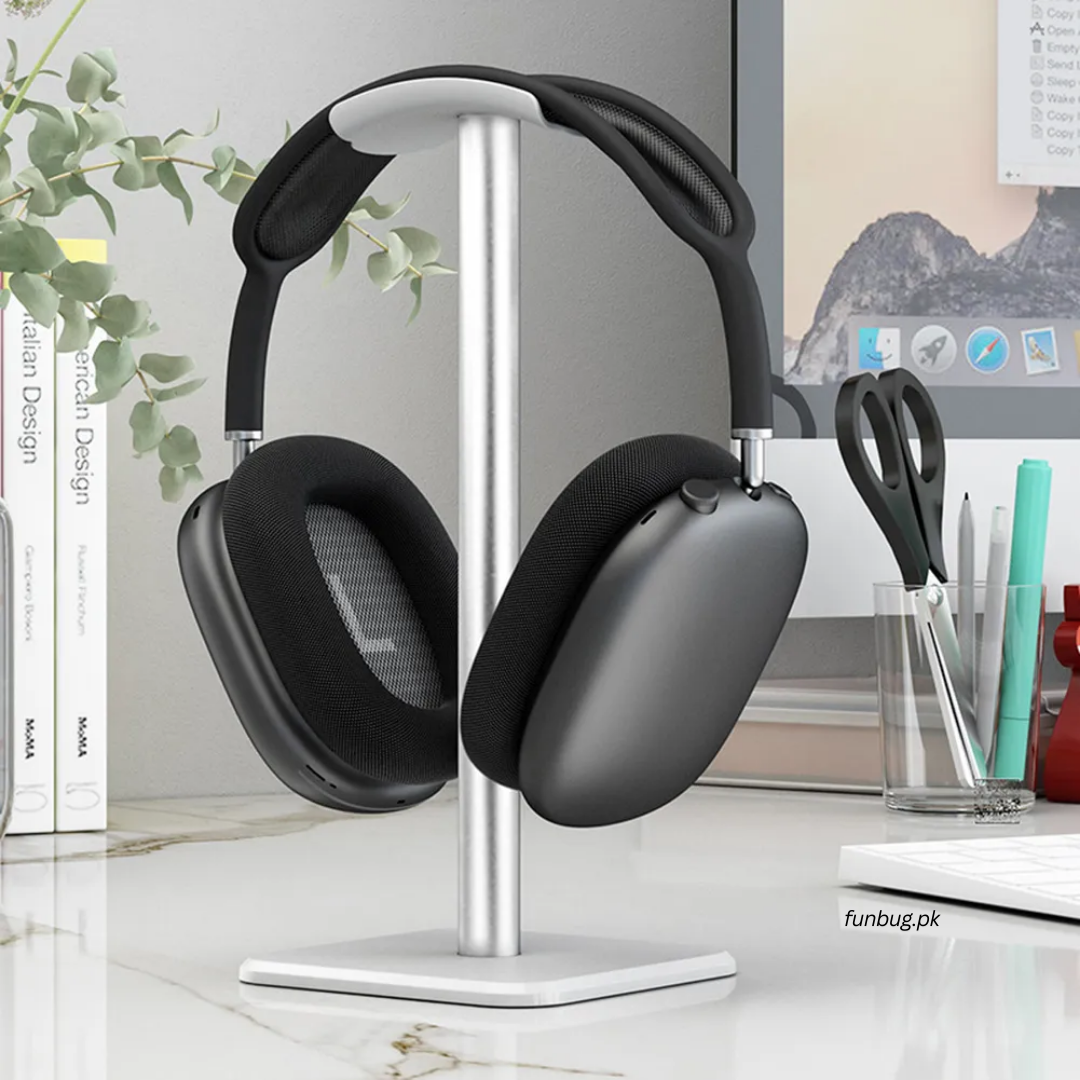 2in1 Universal Desk Mount Headphone Stand with Mobile Holder for Table -  Silicone Headset Support for Rgb Gaming and Non-Gaming Headphones - Black & White by FunBug