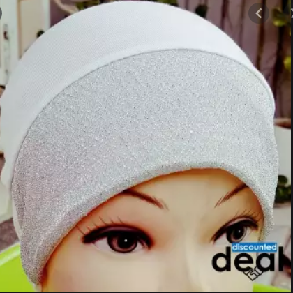 Glitters White  Muslim Headscarf Iner Hijab Caps Wraps Women Islamic Under Scarf Ninja Scarf Ramadan Stretch Cotton Bonnet Caps Full Cover Islamic Hat