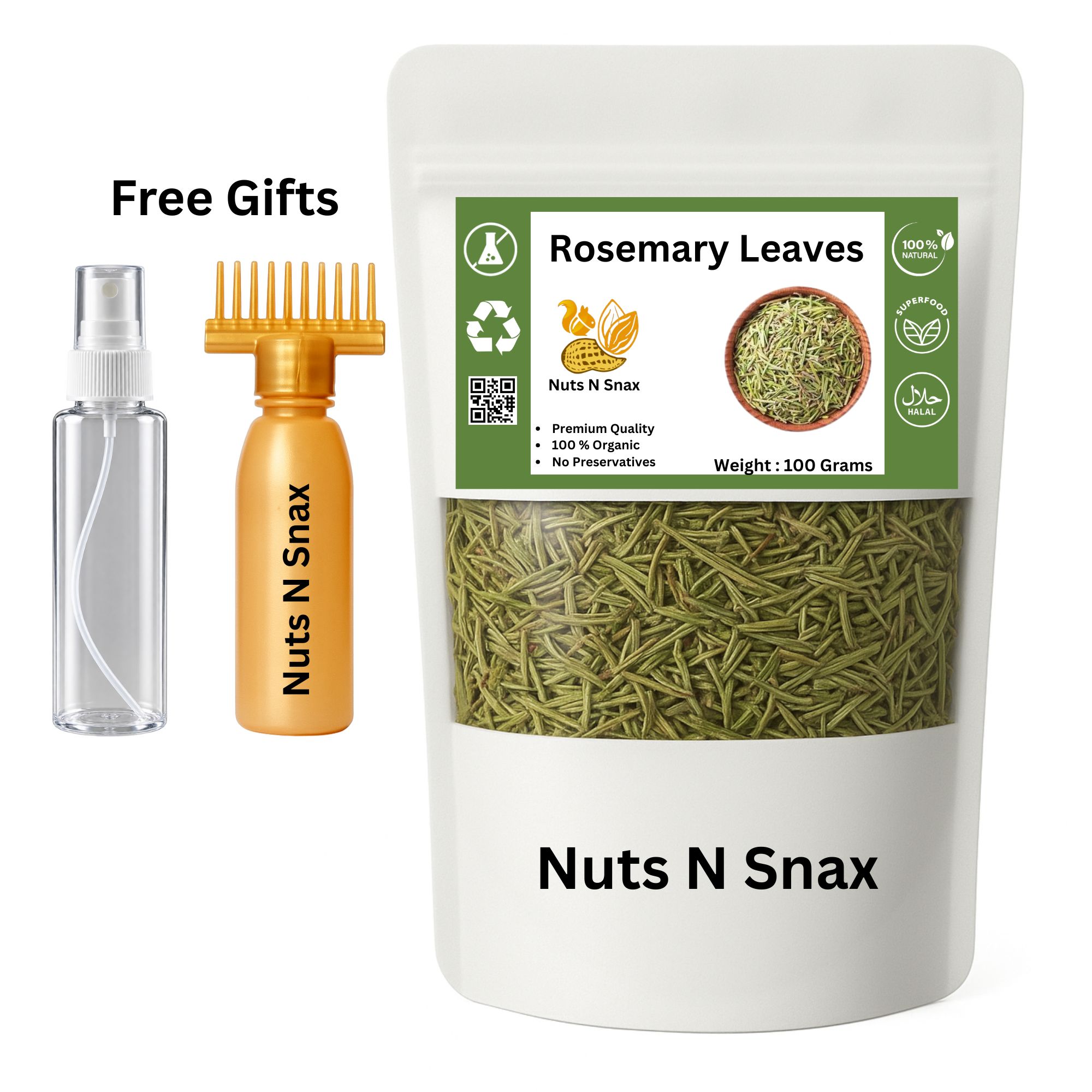 Rosemary Leaves dry 100 Grams | Rosemery Leaves | Rosemerry Leaves for Hair Growth | Rose Marry Leaf 100 Grams by Nuts N Snax