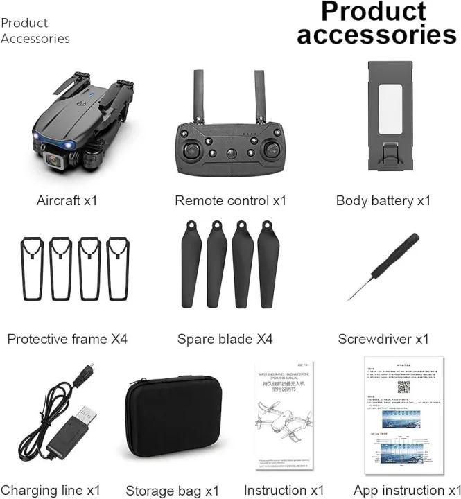 E88 Pro Drone with DUAL Camera, WiFi FPV 1080P HD Dual Foldable RC Quadcopter Altitude Hold, Headless Mode, Visual Positioning, Auto Return Mobile App Control