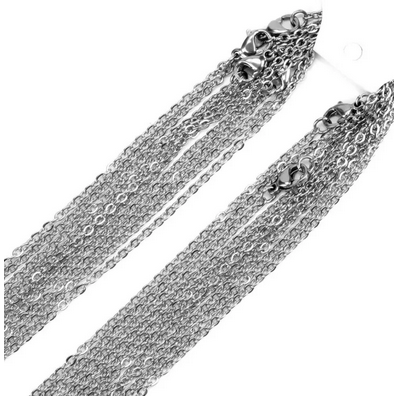 Raw Material  High-Quality Metal Chain12pcs/lot 1.5mm Width Stainless Steel Gold Flat Cable Chain Necklace
