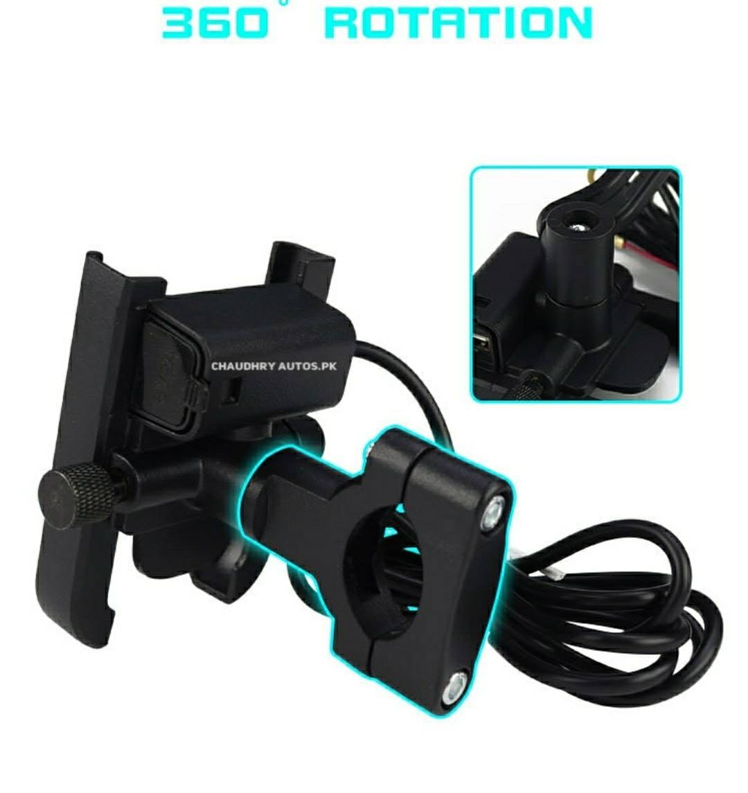 Motorcycle Mobile holder with charger Aluminium Body