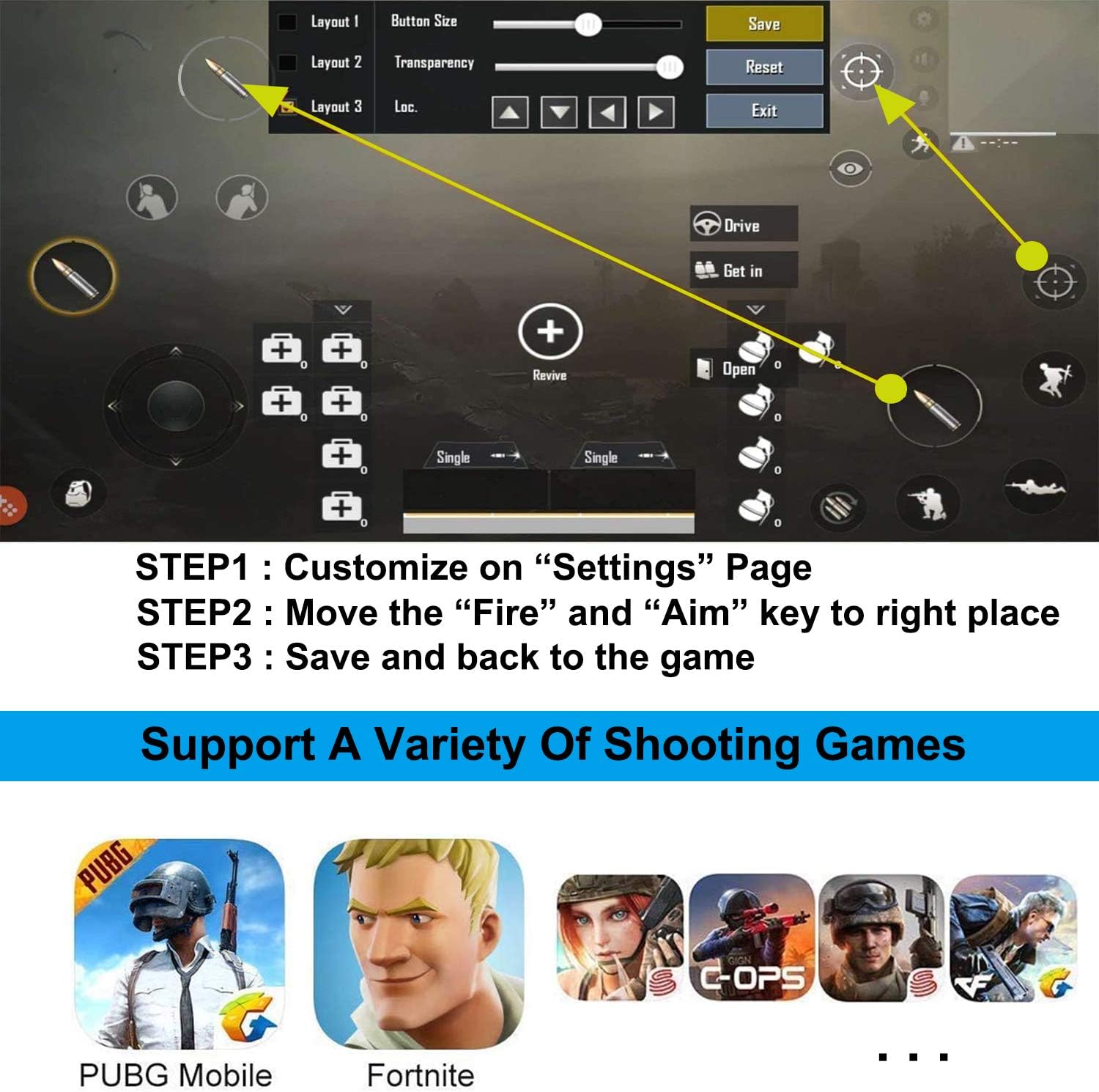 PUBG Trigger - Mobile Game Controller for Call of Duty/FORTNITE/PUBG  - Phone Triggers