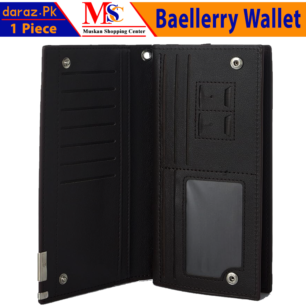 Baellerry Long Wallet Faux Leather with Zipper Large Capacity Wallets for Women in Random Color