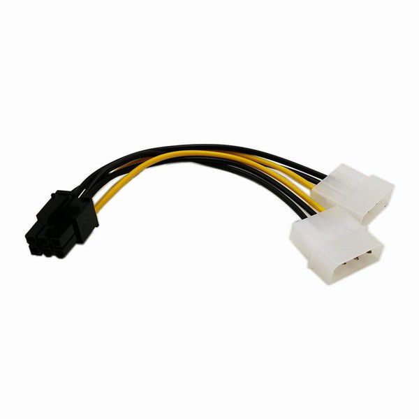 Dual Molex 4-pin to 6-pin PCI Express (PCI-e) Power Adapter Cable for Graphics Card Genuine Branded