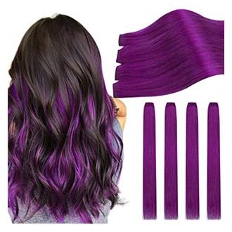 4Pcs Straight Synthetic Clip Hair Extensions- Purple Shade