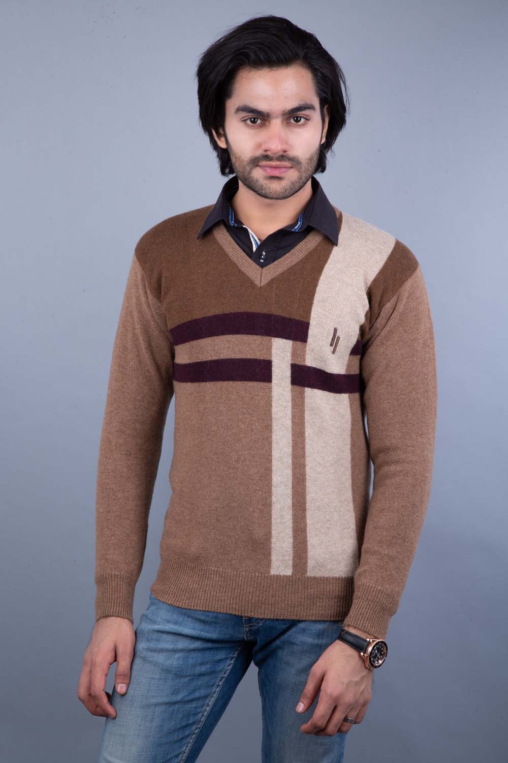 mens brown pullover sweater