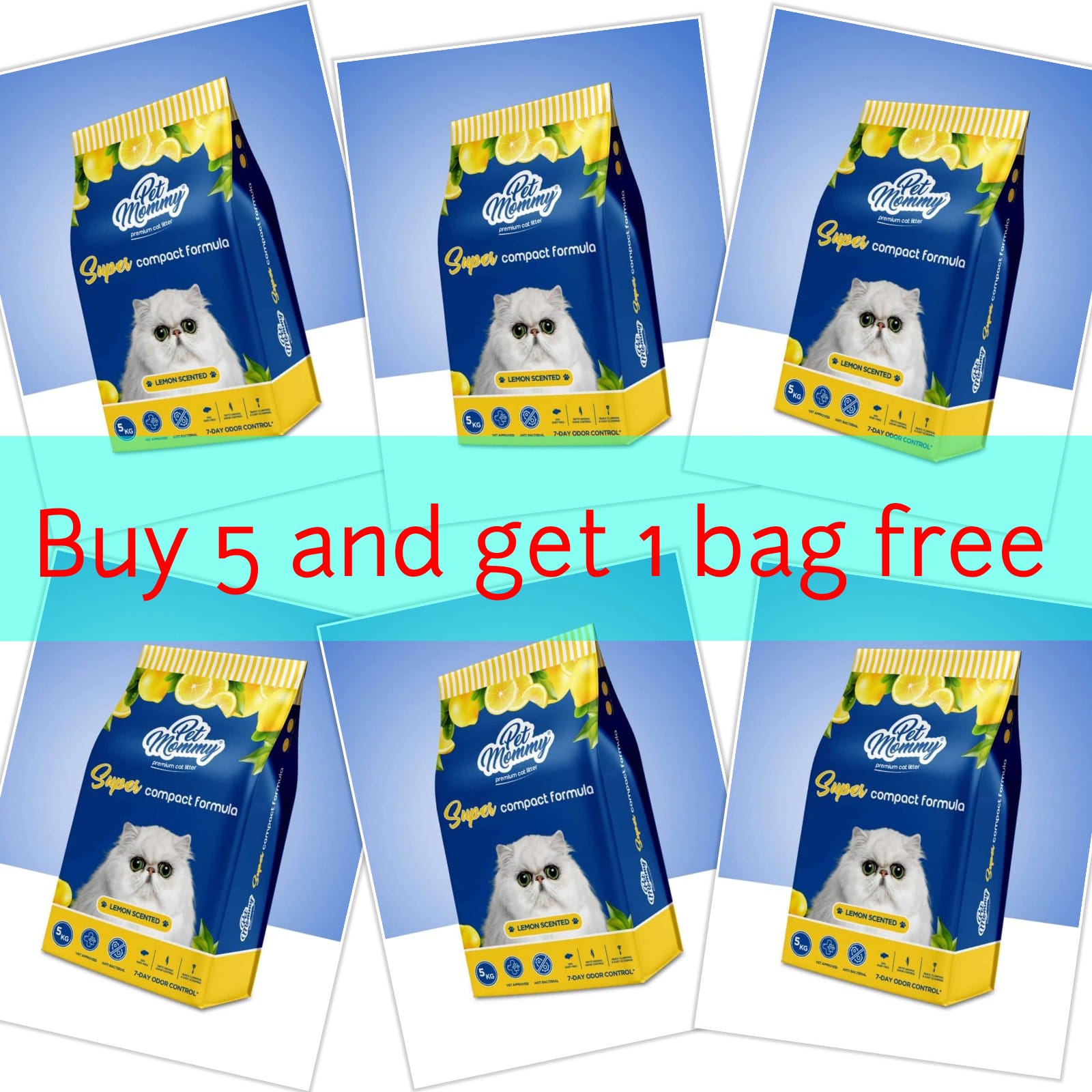 Cat Litter Pet Mommy Pack Of 6 Lemon Fragrance (buy 5 And Get 1 Bag Free)