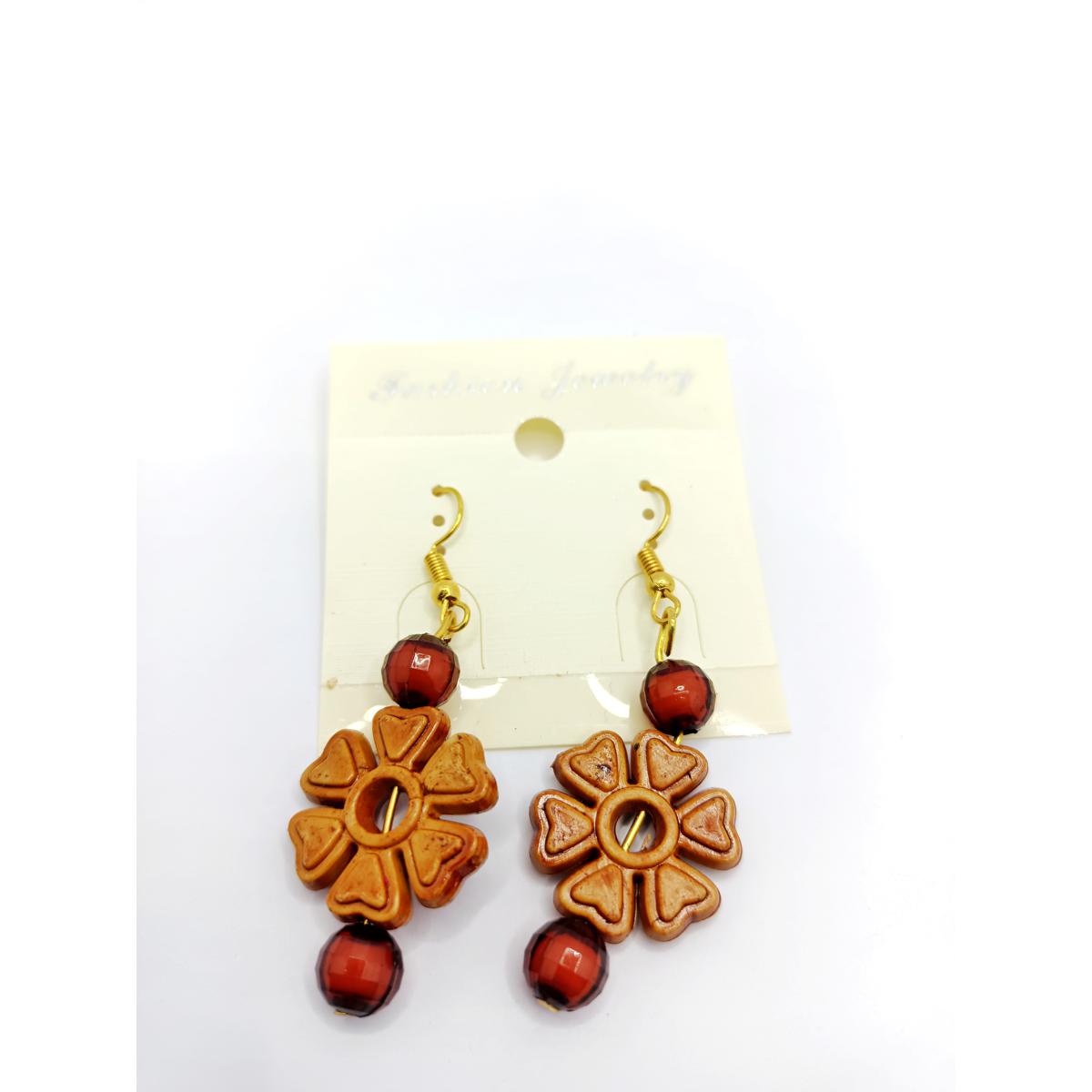 Wooden Flower Shape Earings For Girls & Womens