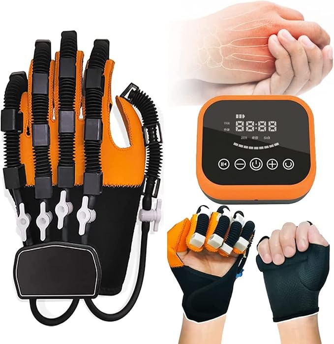 Blueidea Pair  Finger Rehabilitation Robot Glove, Rehabilitation Train Pair Rehabilitation Robot Gloves, Hand Dysfunction Patient Training Device Stroke Hemiplegia, Finger Exerciser Hand Strengthener Finger Orthosis for Relief Cramps