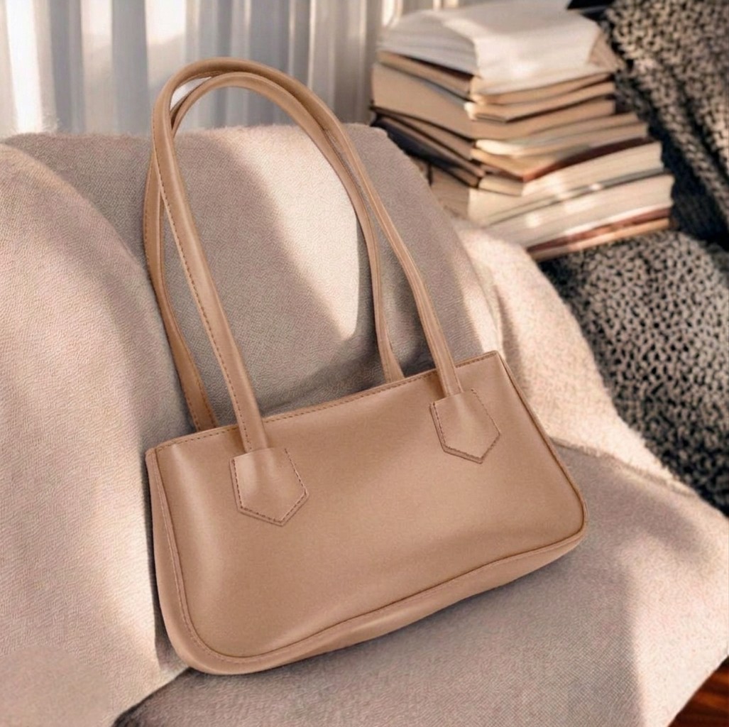 Premium Leather Shoulder Bag for Women - Fashionable Solid Color Underarm Bag & Elegant Handbag, Stylish Ladies Classic Evening Tote Purse