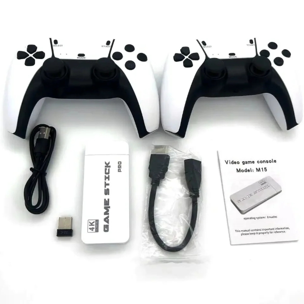 M15 Game Stick 4K - 64 GB - 20,000 Plus Built in Games - Video Game Console Retro Classic Games 2.4G Double Wireless Controller for PS1/GBA/SNES