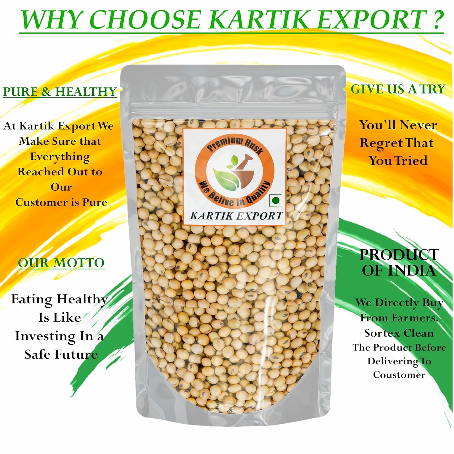 Export Soya Bean Seeds | Soyabean Dana - Beej | High Protein & Natural-1kg